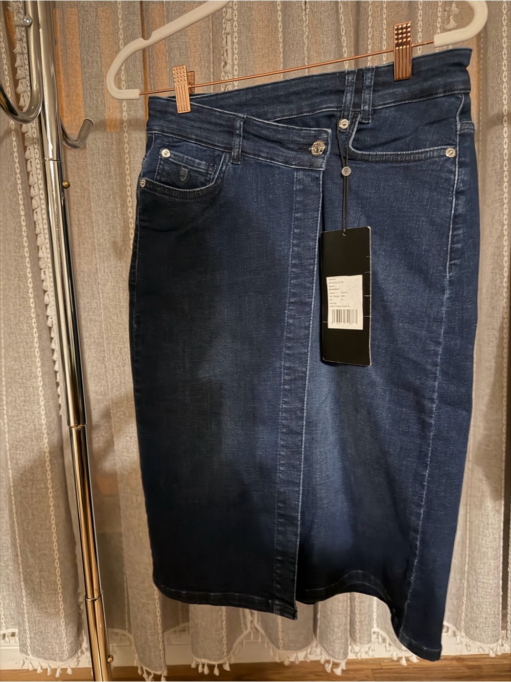 Comma- Dark Blue Denim Wrap Knee-Length Skirt